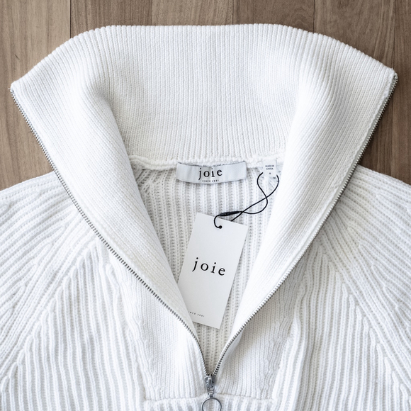 NWT Joie Hinnes Quarter Zip Sweater Pullover White Wool Women's $348 - Size S - Picture 7 of 12